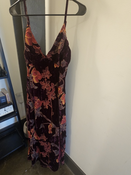 Lulus Dresses & Skirts - Lulu's Plum Velvet Floral Slip Dress with Orange and Lavender Accents